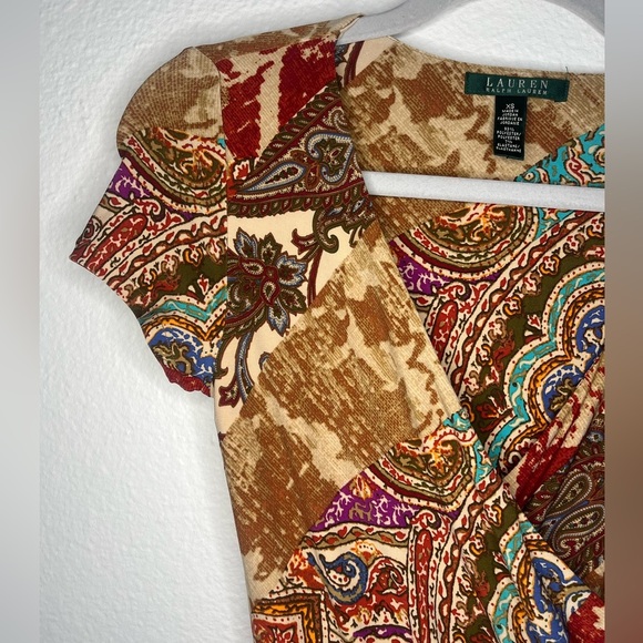 🌟 Lauren Ralph Lauren Paisley Faux Wrap Dress - XS (NWOT) 🌟 - Picture 3 of 8